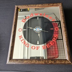 Budweiser Wall Clock with Brown Frame